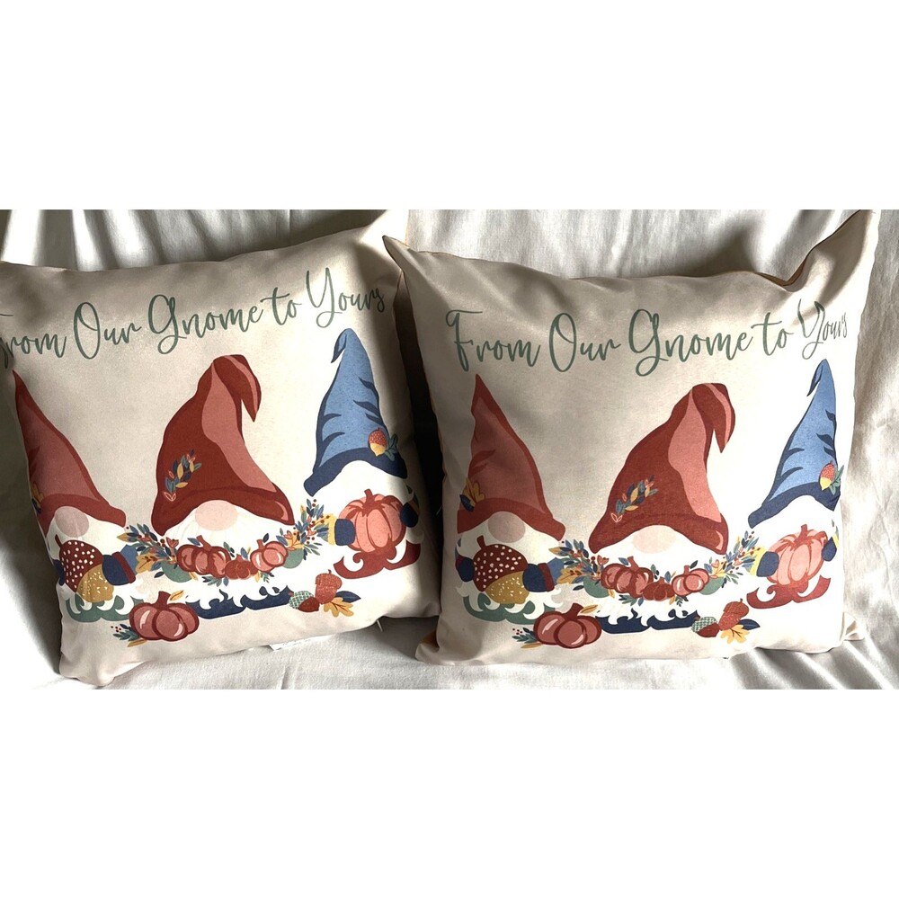 Lot of 2 Mainstays Outdoor Square Pillows From Our Gnome to Yours 16" x 16" NEW